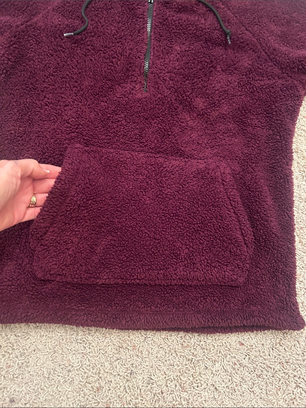 PINK Victoria's Secret Plum Fizzy Sherpa Cozy Half-Zip Hoodie Size Small - Picture 6 of 9